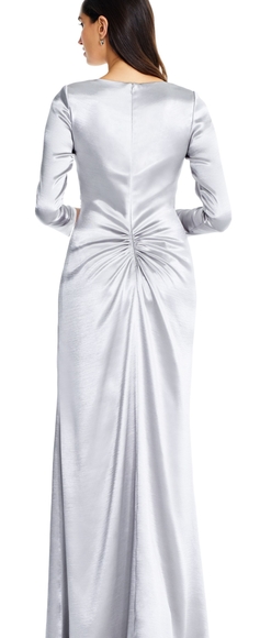 NEW Aidan Mattox evening gown maxi dress slit cut out silver formal wear - Picture 6 of 16